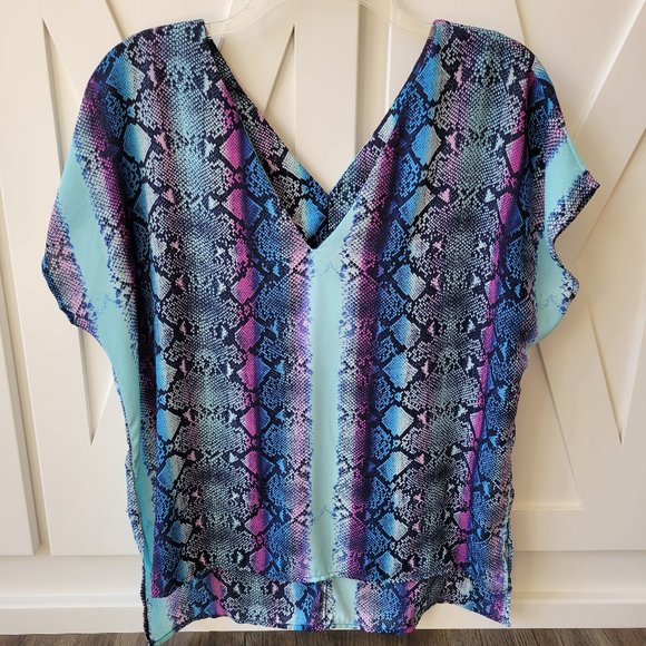 Snake Print Cap Sleeve Top - Medium - Picture 1 of 4